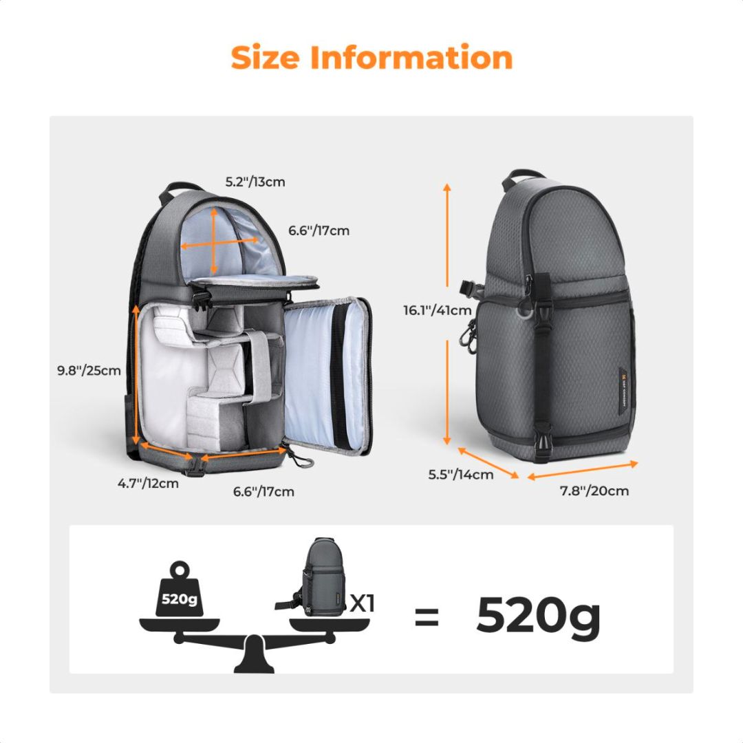 K&F Concept Sling Camera Backpack 10L Waterproof Nature Wander 02 (Sivi) KF13.141V2 - 7